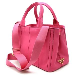 Prada Shoulder Pink 2way Tote Canapa Denim Bag